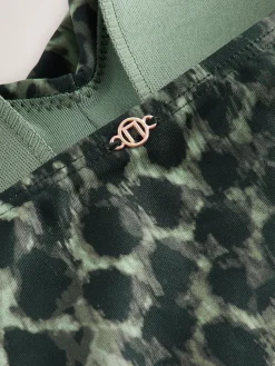 Next Green/Black Leopard Print Halterneck Tummy Control Swimsuit Online