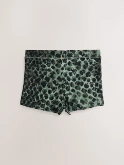 Next Shorts Bikini Bottoms Green/Black Leopard Print Hot