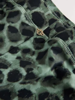 Next Shorts Bikini Bottoms Green/Black Leopard Print Hot