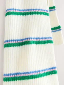 Next Green/Cream Stripe Knitted Heavyweight Scarf Sale