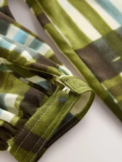 Next Green/Ecru Check Long Sleeve V-Neck Blouse