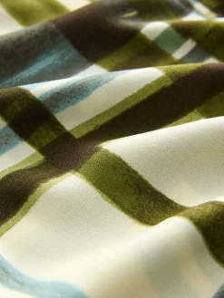 Next Green/Ecru Check Long Sleeve V-Neck Blouse