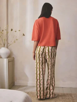 Next Green/Ecru Stripe Cotton Short Sleeve Pyjamas Best