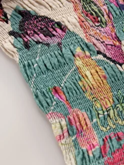 Next Bandeau Shirred Playsuit Green/Pink Discount