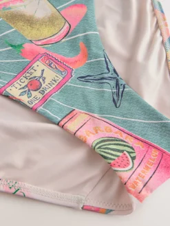 Next Green/Pink Conversational High Leg Print Bikini Bottoms