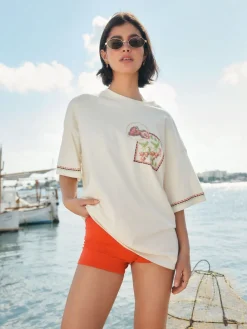 Next Green/Pink Graphic Print Beach T-Shirt Hot