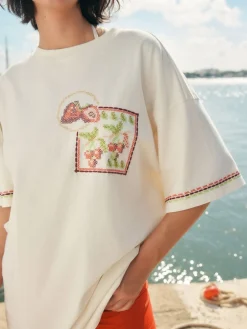 Next Green/Pink Graphic Print Beach T-Shirt Hot