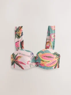 Next Green/Pink Lobster Conversational Wired Bandeau Bikini Top Outlet