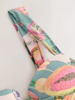 Next Green/Pink Lobster Conversational Wired Bandeau Bikini Top Outlet