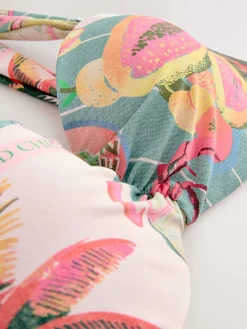 Next Green/Pink Lobster Conversational Wired Bandeau Bikini Top Outlet