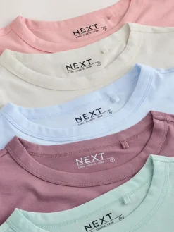 Next Green/Purple/Blue/Ecru/Pink 100% Cotton Long Sleeve T-Shirts 5 Pack Sale