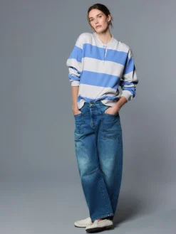 Next Popperneck Henley Sweatshirt Grey and Blue New