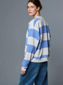 Next Popperneck Henley Sweatshirt Grey and Blue New