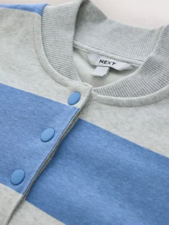 Next Popperneck Henley Sweatshirt Grey and Blue New