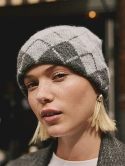 Next Knitted Beanie Grey Argyle