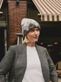 Next Knitted Beanie Grey Argyle