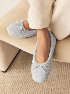 Next Grey Ballerina Heart Slippers Clearance