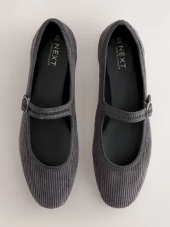 Next Forever Comfort Round Toe Buckle Detail Mary Jane Shoes Grey Cord Sale