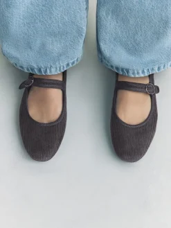 Next Forever Comfort Round Toe Buckle Detail Mary Jane Shoes Grey Cord Sale