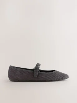 Next Forever Comfort Round Toe Buckle Detail Mary Jane Shoes Grey Cord Sale