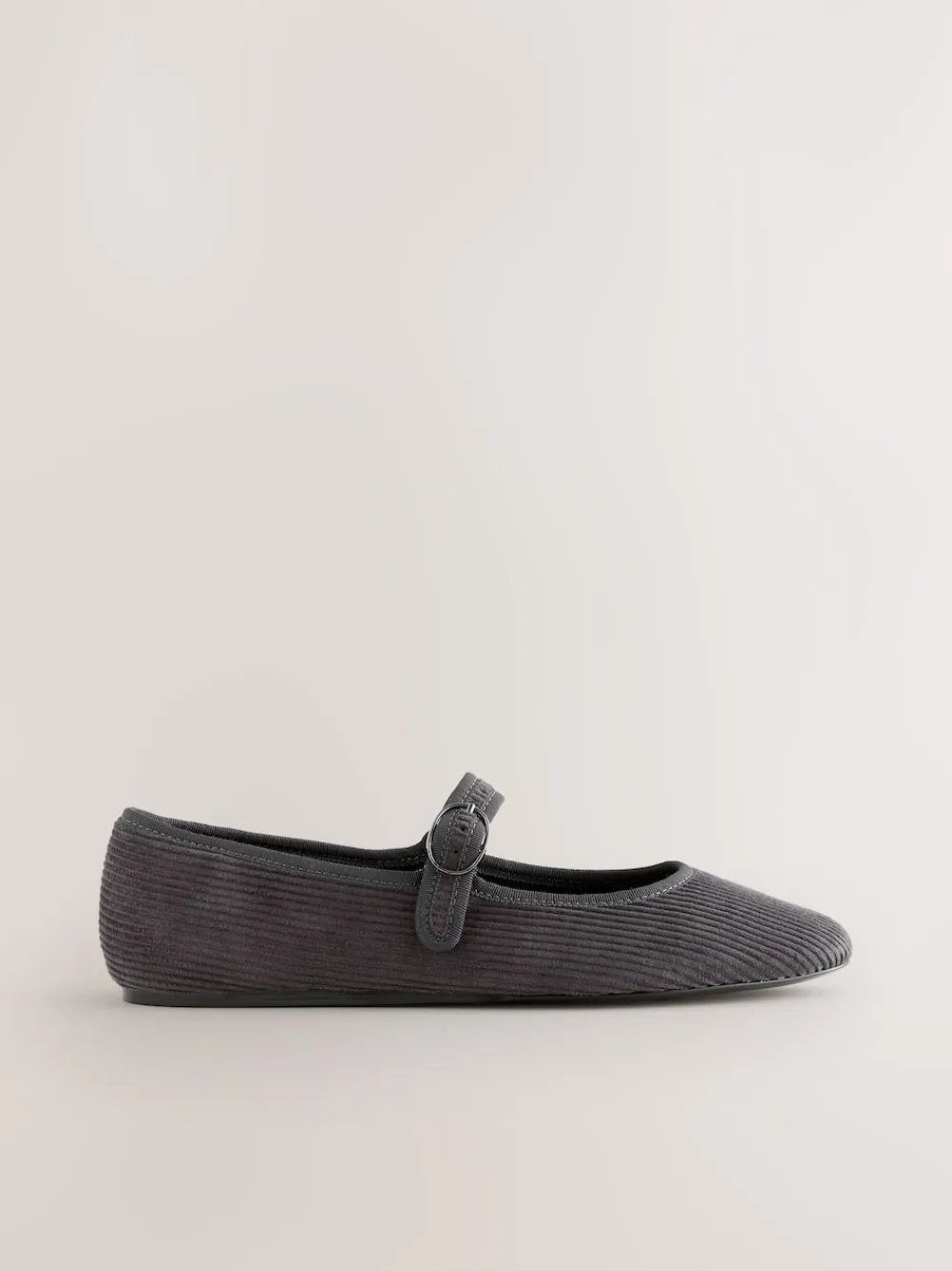 Next Forever Comfort Round Toe Buckle Detail Mary Jane Shoes Grey Cord Sale
