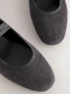 Next Forever Comfort Round Toe Buckle Detail Mary Jane Shoes Grey Cord Sale