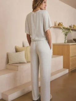 Next Cosy Short Sleeve Pyjamas Grey Hot