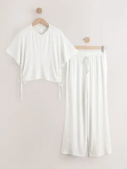 Next Cosy Short Sleeve Pyjamas Grey Hot