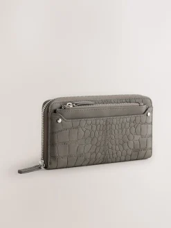 Next Croc Effect Large Purse Grey Clearance