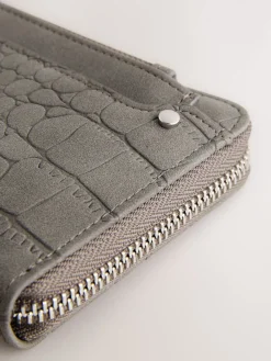Next Croc Effect Large Purse Grey Clearance
