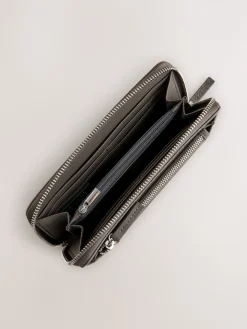 Next Croc Effect Large Purse Grey Clearance