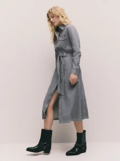 Next Denim Midi Shirt Dress Grey Discount