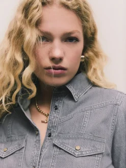 Next Denim Midi Shirt Dress Grey Discount