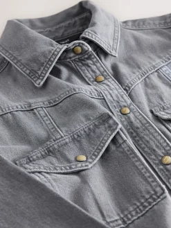 Next Denim Midi Shirt Dress Grey Discount