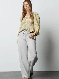 Next Wide Leg Joggers Waist Jeans Grey Denim Sale