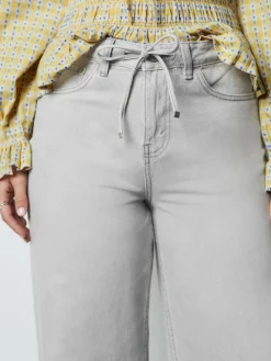 Next Wide Leg Joggers Waist Jeans Grey Denim Sale