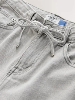 Next Wide Leg Joggers Waist Jeans Grey Denim Sale