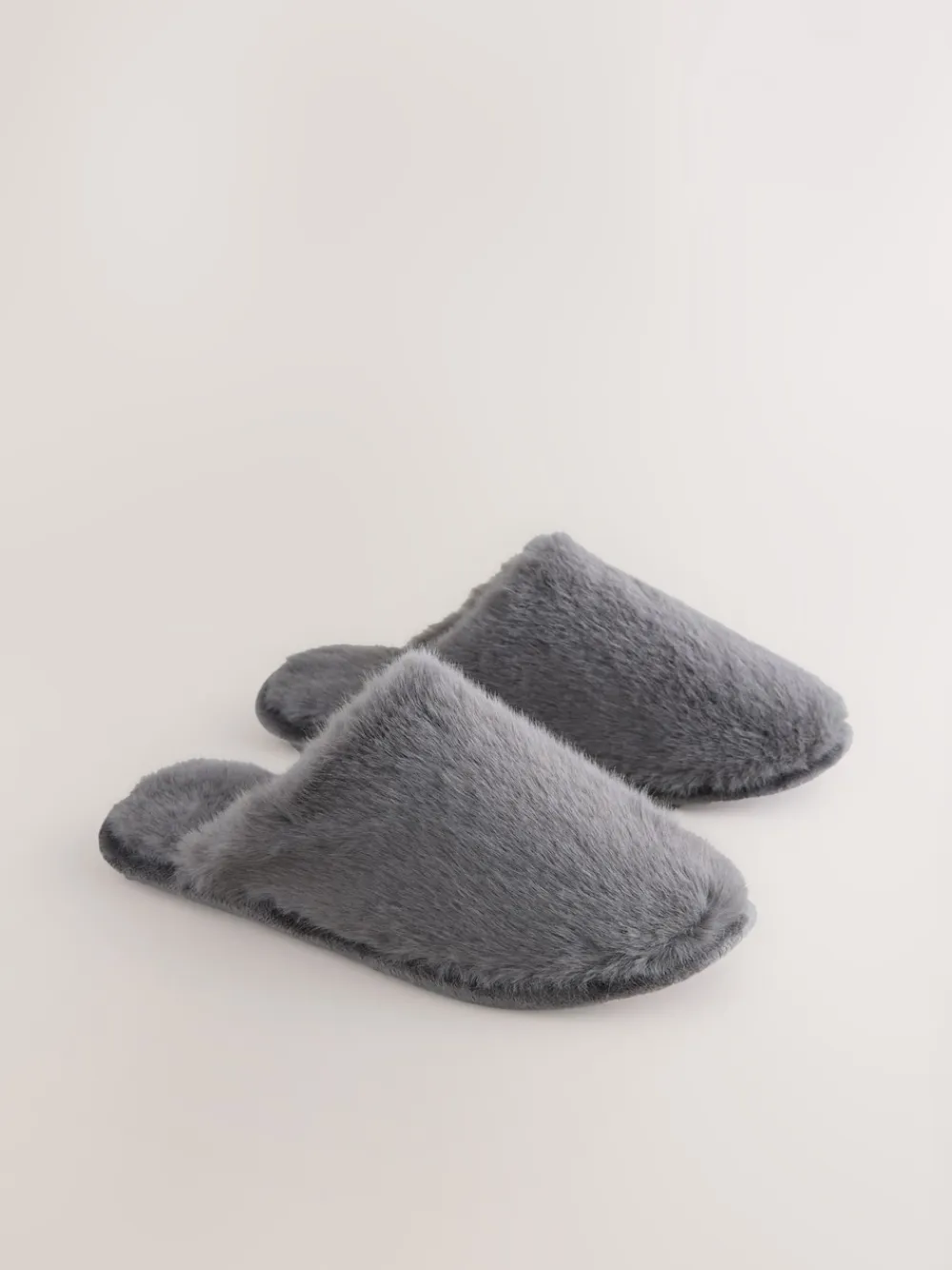 Next Faux Fur Mule Slippers Grey Hot