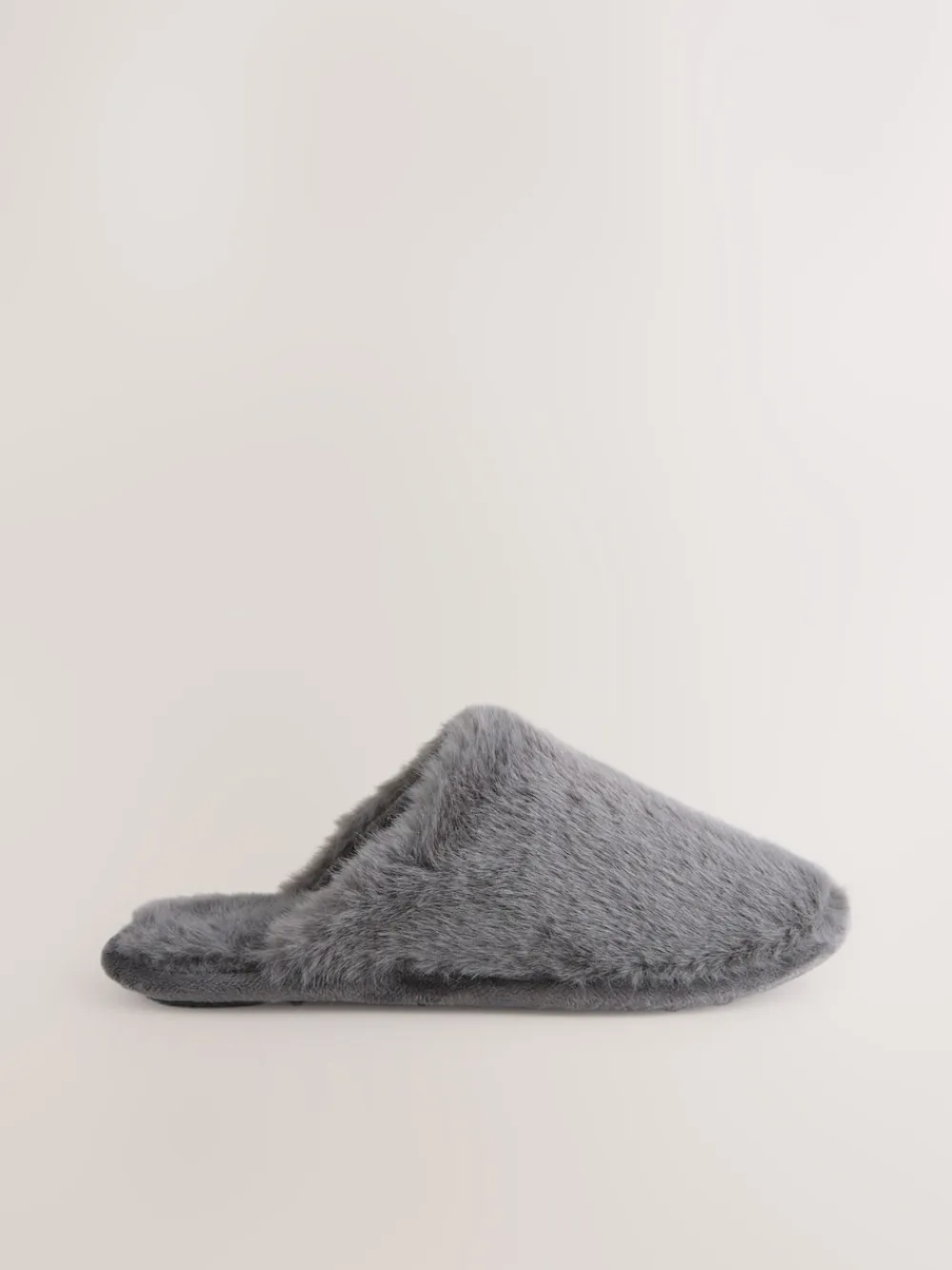 Next Faux Fur Mule Slippers Grey Hot