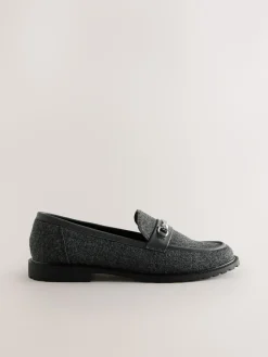 Next Grey Forever Comfort® Trim Hardware Round Toe Loafers