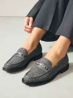 Next Grey Forever Comfort® Trim Hardware Round Toe Loafers