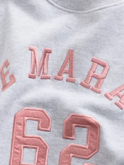 Next Grey Graphic Satin Applique 'Le Marais' City Longsleeve Crewneck Sweatshirt New