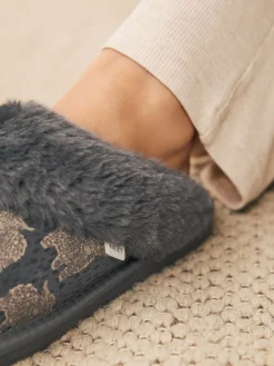 Next Grey Hamish Suede Mule Slippers