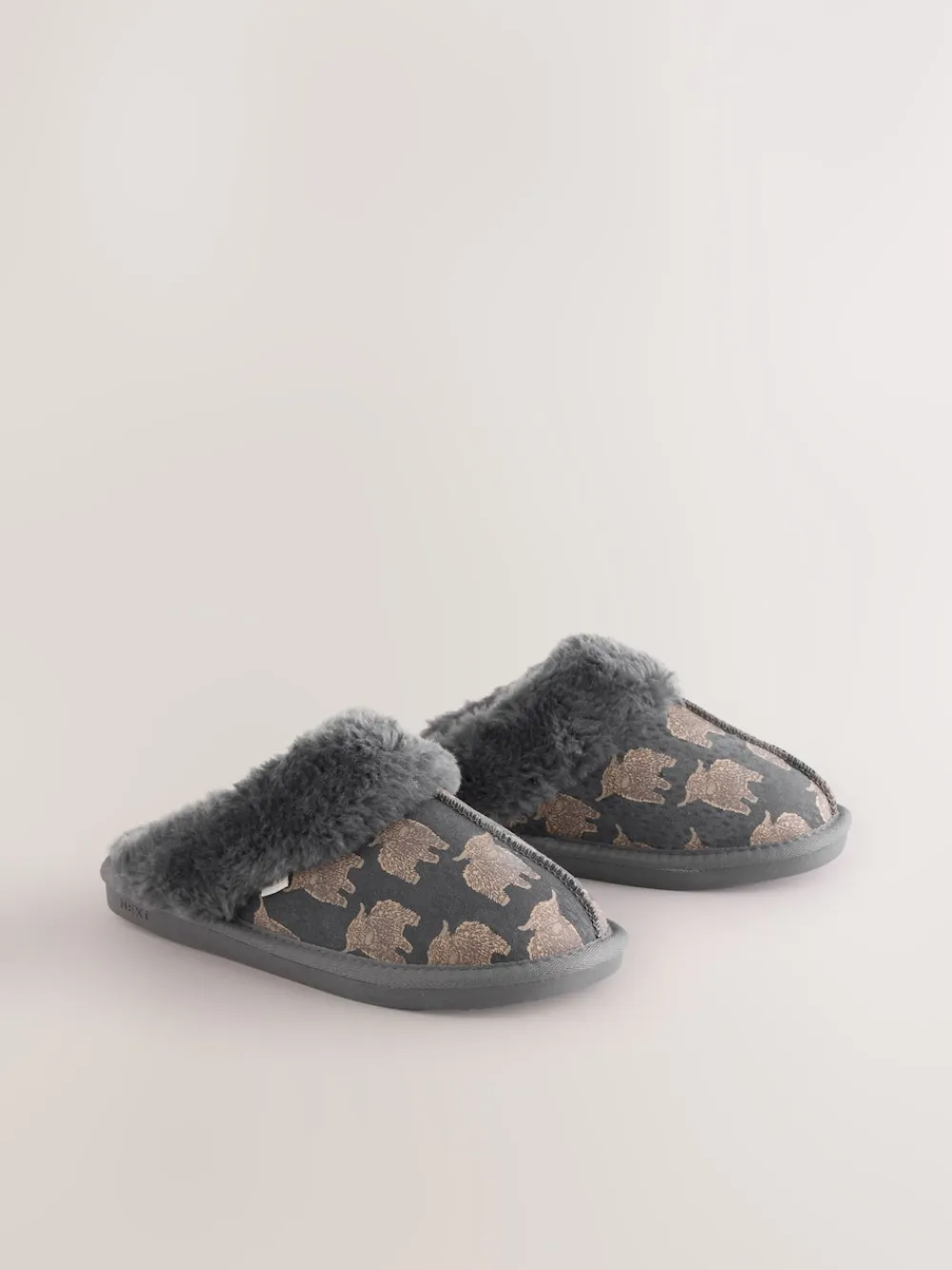Next Grey Hamish Suede Mule Slippers