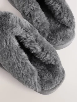 Next Grey Hamish Suede Mule Slippers