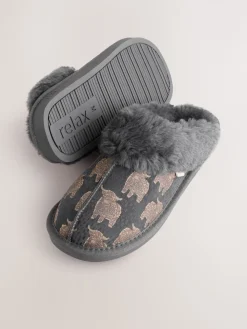 Next Grey Hamish Suede Mule Slippers