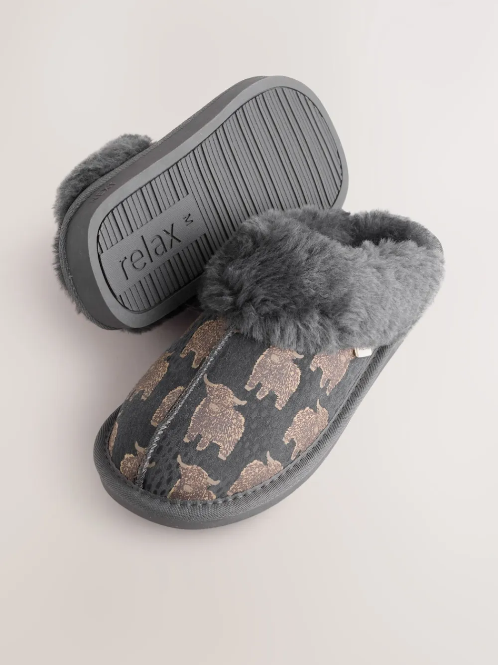 Next Grey Hamish Suede Mule Slippers