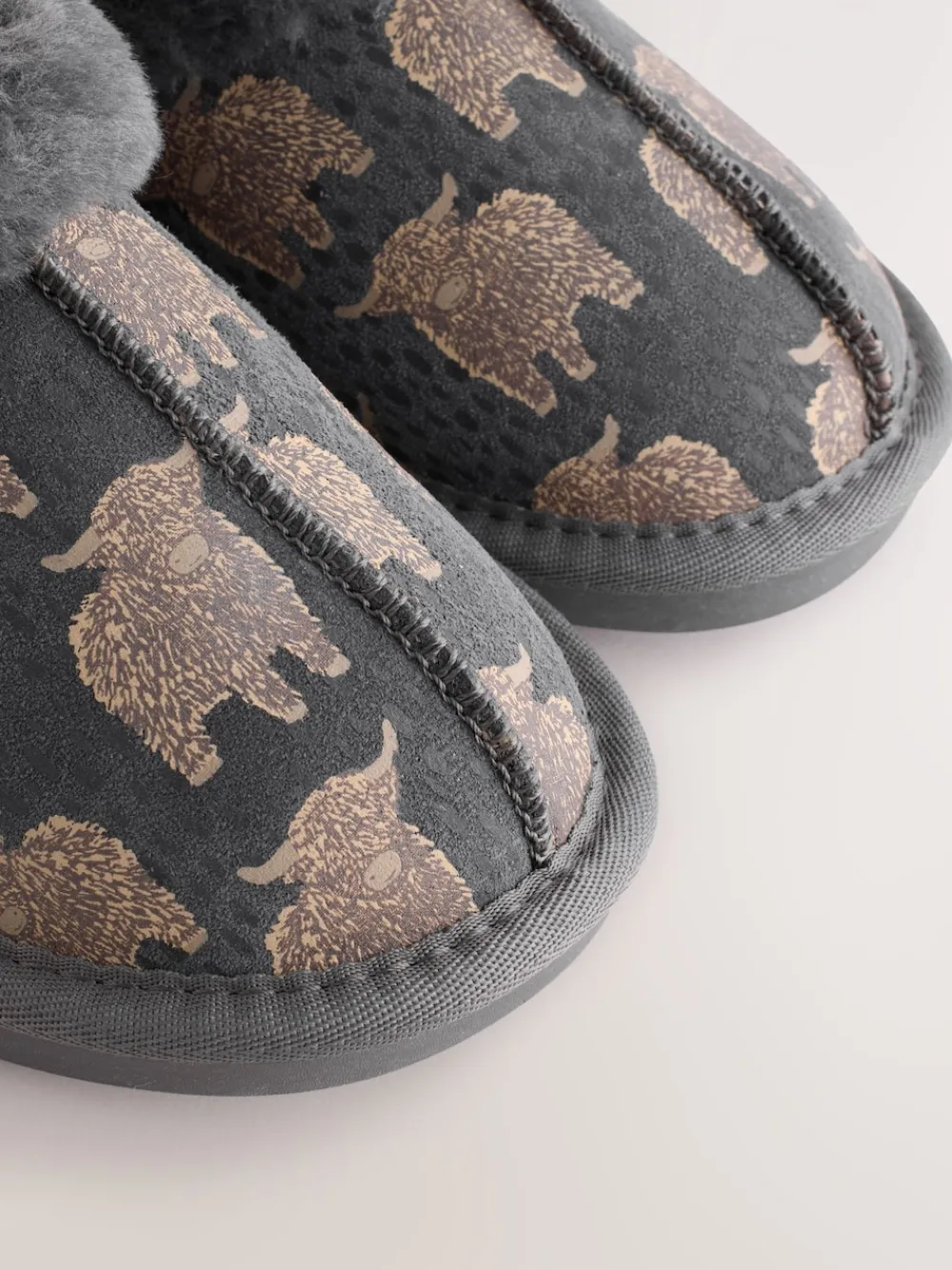 Next Grey Hamish Suede Mule Slippers