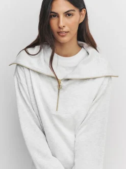 Next Half Zip Jersey Sweatshirt Grey Marl Hot