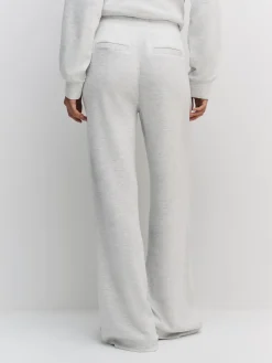 Next Premium Wide Leg Jersey Joggers Grey Marl Clearance